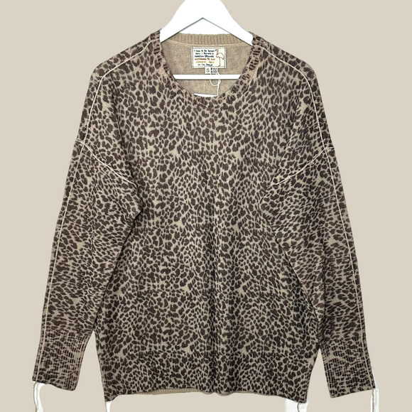 Sandrine Rose Wool Cashmere Blend Leopard Print Sweater Women XS NWT Braid - Picture 1 of 12